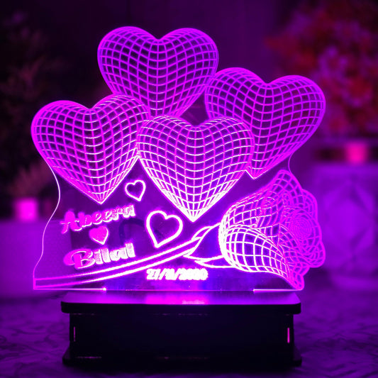 3D FLOWER HEART COSTUMIZED ILLUSION LAMP