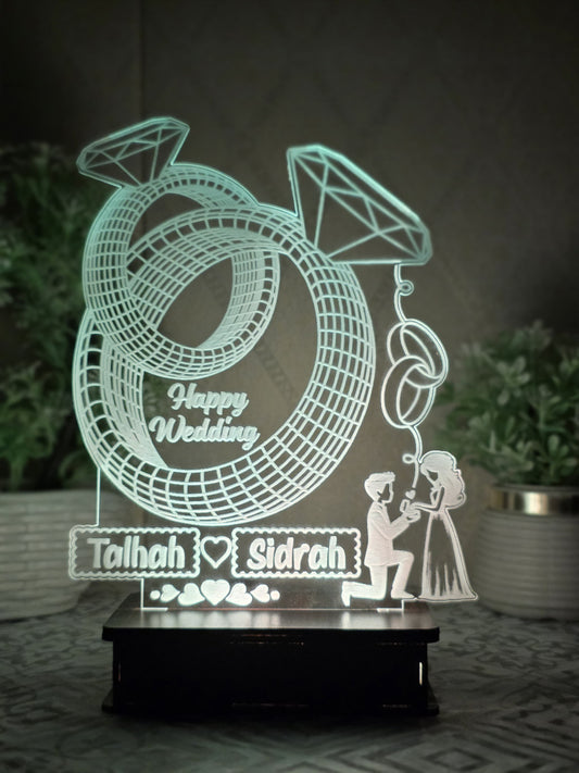Couple ring 3d costumized lamp